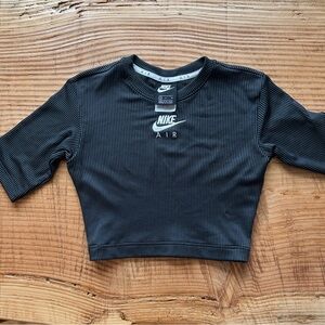 Nike Black Ribbed Fitted Crop Top